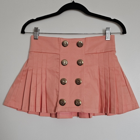 D.I.A Dresses & Skirts - D.i.a Gyaru Coral Pleated Mini Skirt with Gold Sailor Style Buttons